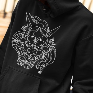 Hannya Unisex Hoodie, Japanese Demon, Japanese Streetwear, Vaporwave Sweatshirt, Aesthetic Sweatshirt, Japan