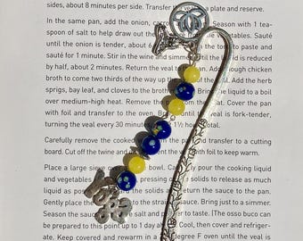 Yoga Bookmark: Beaded Reader Gift with Lotus Flower Charm, Book Lovers Gift with Charms