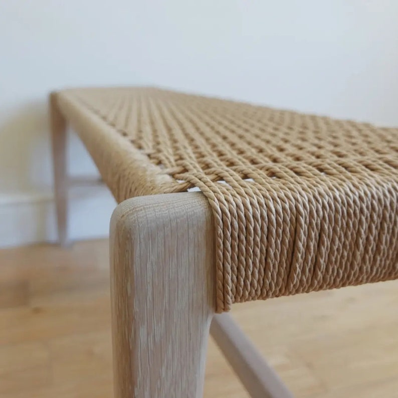 Danish Cord Bench | White Oak | Weaved Bench | Mid Century Modern ...