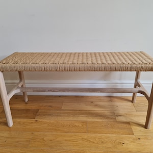 Danish Cord Bench | White Oak | Weaved Bench | Mid Century Modern | Hall Bench | Minimalist