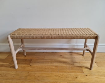 Danish Cord Bench | White Oak | Weaved Bench | Mid Century Modern | Hall Bench | Minimalist