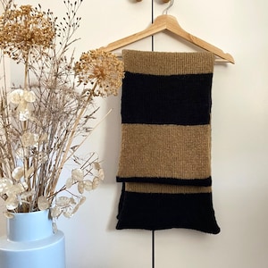 Long Knitted Mohair Scarf, Black and brown striped shawl, Soft and warm winter scarf, Cozy gifts for women
