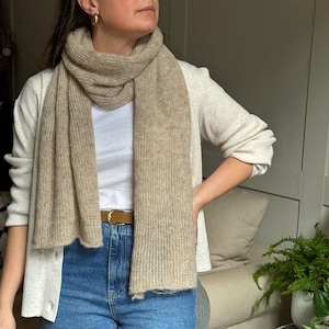 Knitted Alpaca and Silk Scarf, Soft and warm shawl, Cosy gifts, 40 x 180cm 33 colours available
