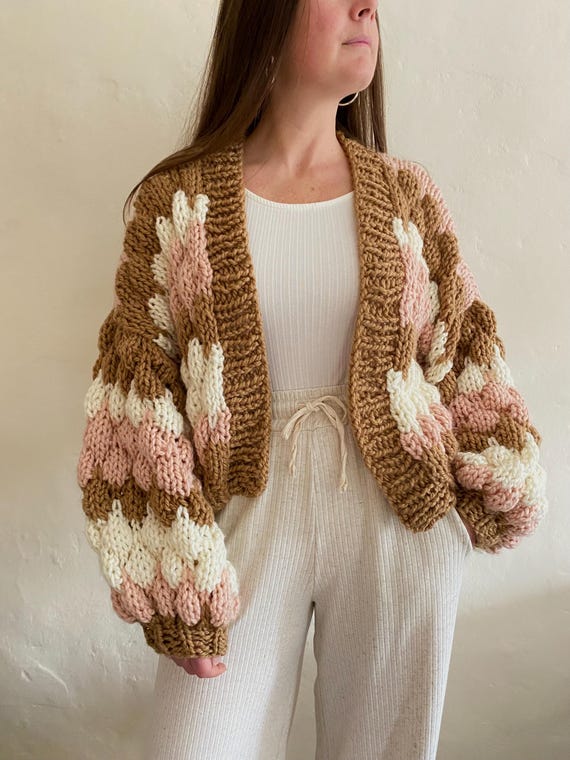 Bubble Cardigan Knitting Pattern, Digital Download, Chunky Knit