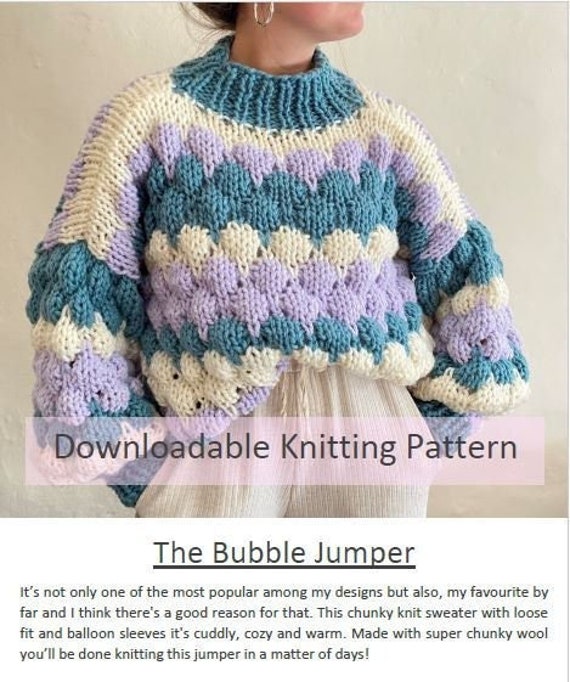 Bubble Jumper Knitting Pattern, Digital Download, Oversized Bubble Jumper Knitting Pattern, Digital Download, Oversized