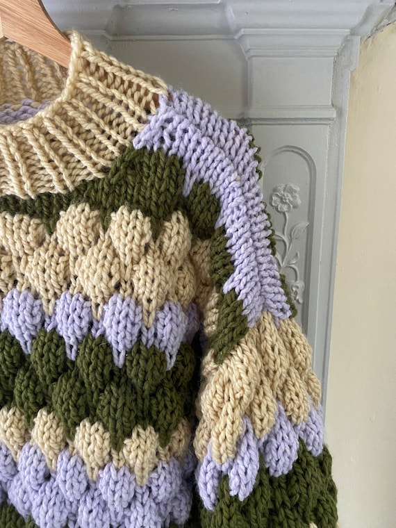 Bubble Jumper Knitting Pattern, Digital Download, Oversized