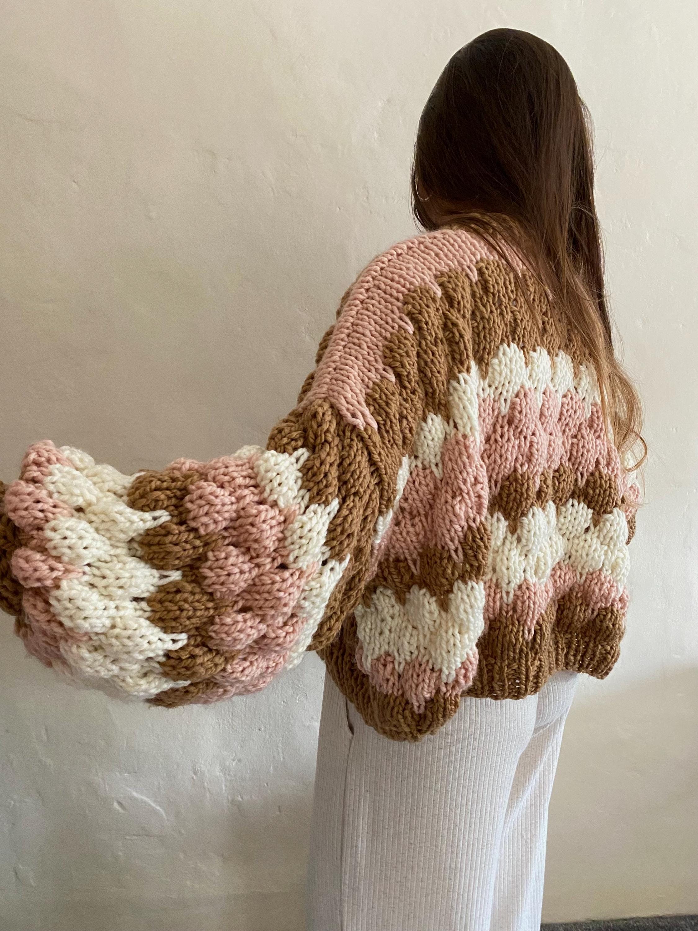 Bubble Cardigan Knitting Pattern, Digital Download, Chunky Knit