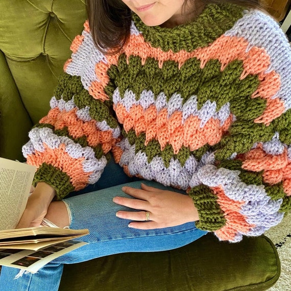 Bubble Jumper Knitting Pattern, Digital Download, Oversized Bubble Jumper Knitting Pattern, Digital Download, Oversized