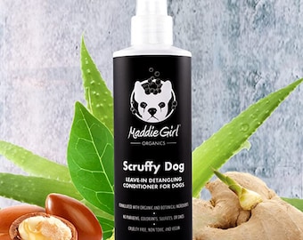 Scruffy Dog Leave-in Conditioner Spray - Hydrates Dry Skin & Fur Treatment - Organic - Vegan - Non-Toxic - Non-GMO - Made in the USA - 9oz