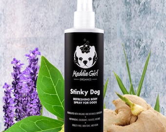 Stinky Dog Fur Refreshing Body Spray - Keeps Fur Clean & Removes Odor - Organic - Vegan - Non-Toxic - Non-GMO - Made in the USA - 9oz