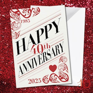 Carte 40e anniversaire de mariage - Joyeux anniversaire rubis
