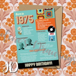 Cartão de aniversário de 50 anos de 1975, versão irlandesa