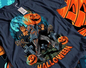 Camiseta de Halloween, camiseta de calabaza, camiseta gráfica de Jack o' Lantern, camiseta de calabaza, camiseta de cosecha de otoño, lindas camisetas de otoño