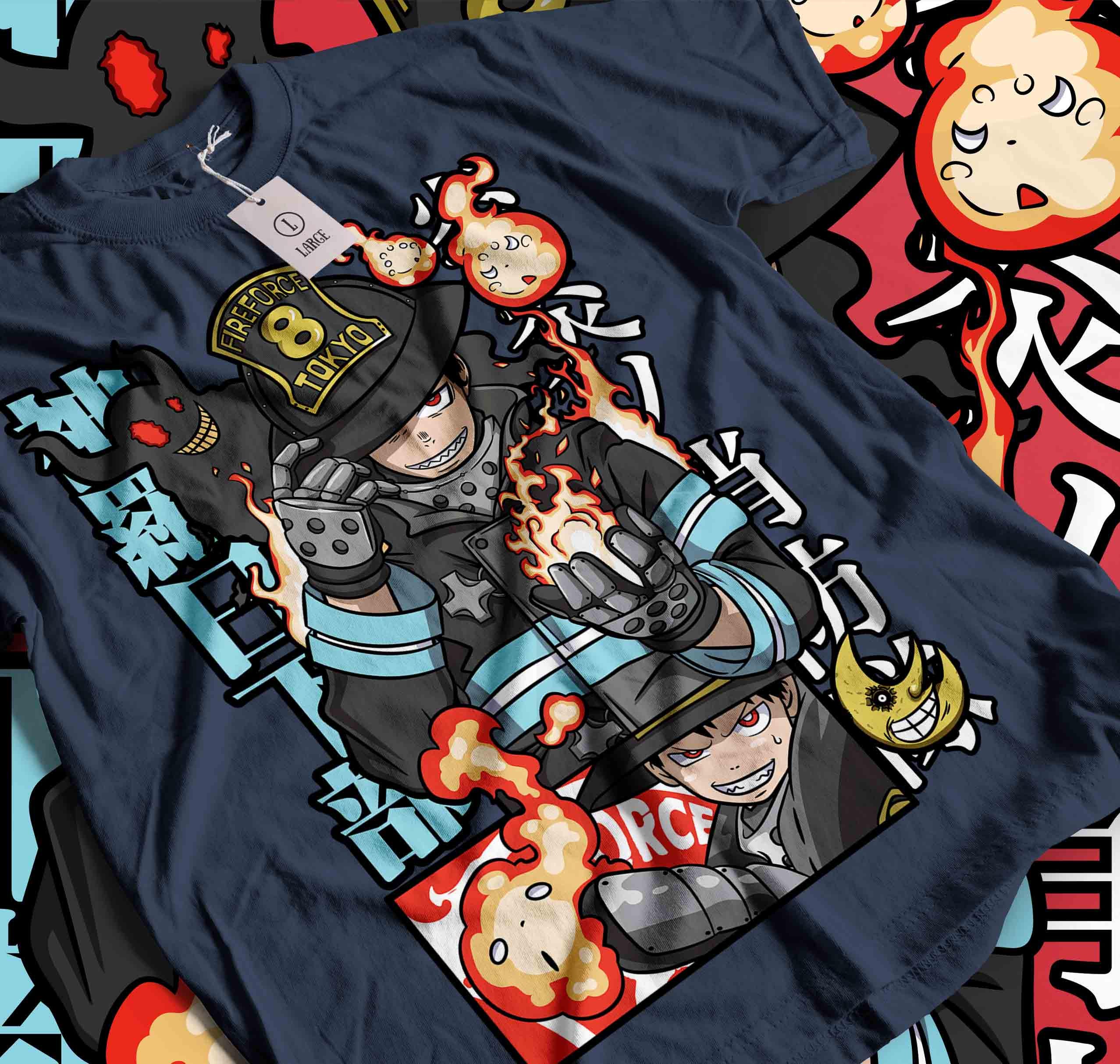 神羅アニメTシャツ ユニセックス、炎炎ノ消防隊アニメマンガシャツ