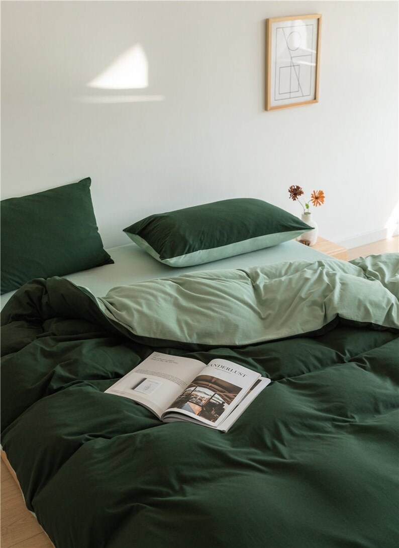Ever Lasting Forest Green Bedding Set Queen Duvet Cover King Etsy