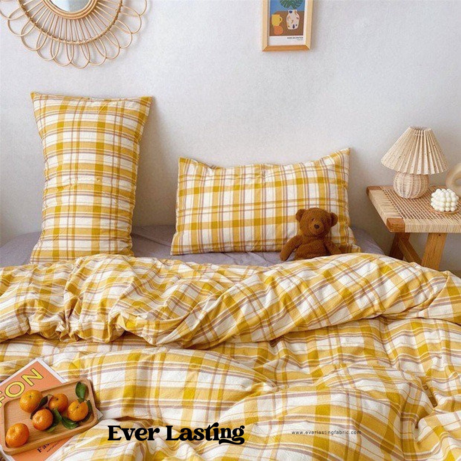 Pink Plaid Duvet Cover Pink Bedding Set Plaid Comforter Cover Etsy