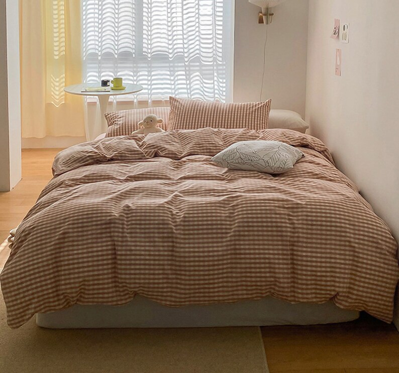 Checkered Duvet Cover Red Plaid Bedding Set Red Plaid Etsy