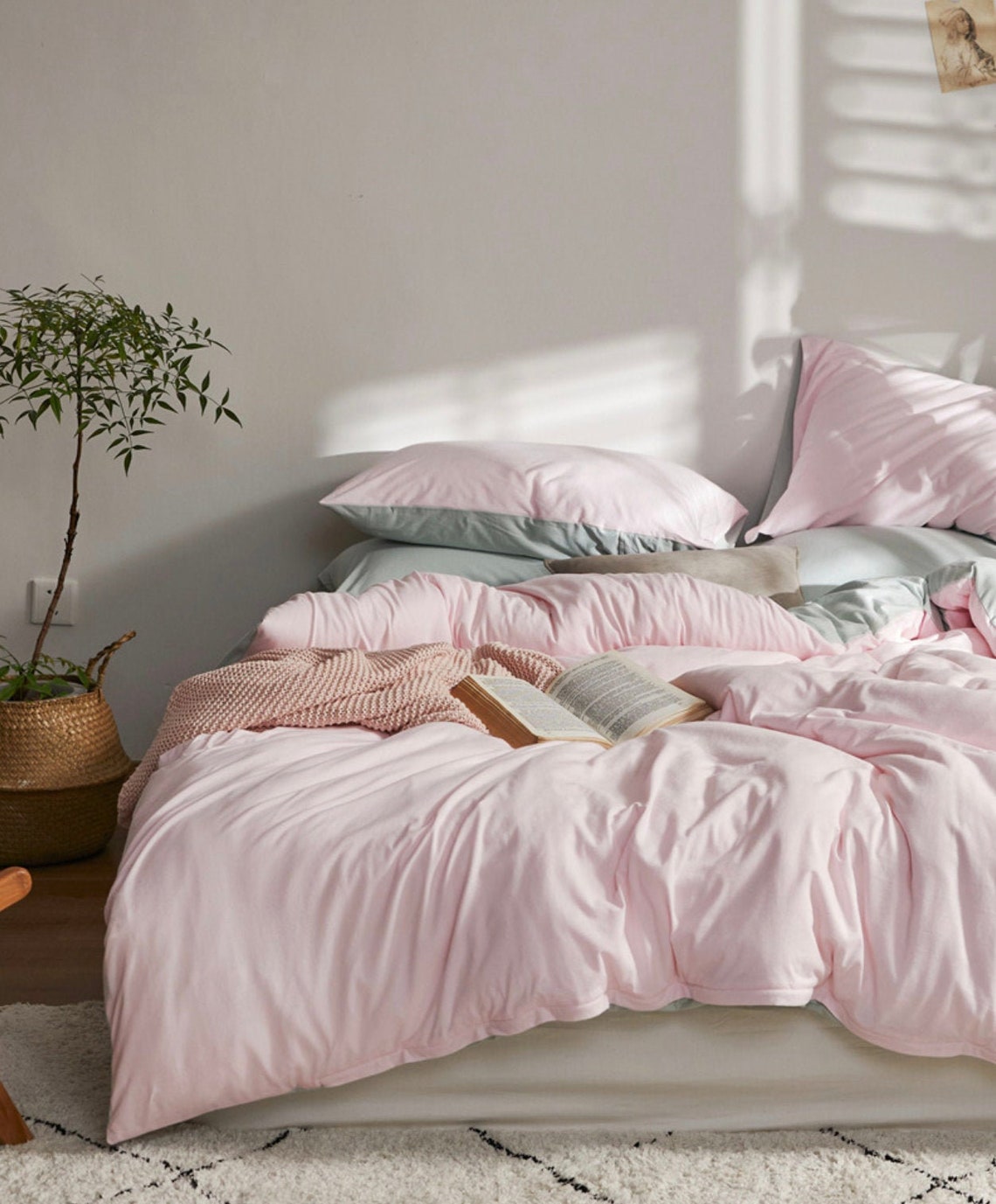 Ever Lasting Pink Mint Green Bedding Set DUO COLORS Queen Etsy