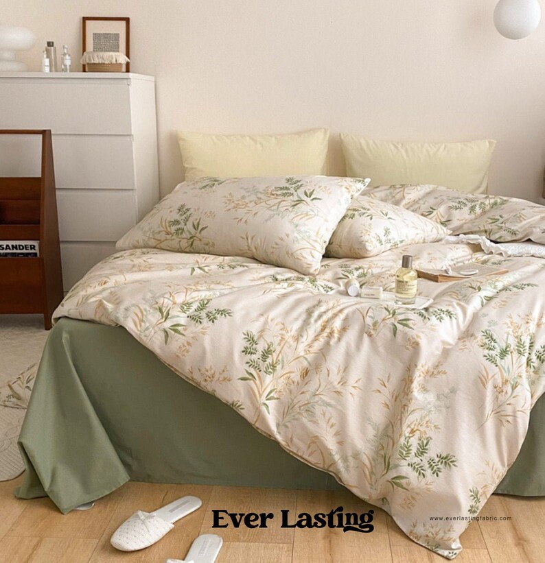 Ever Lasting Green Floral Bedding Set Green Bedding Set Etsy