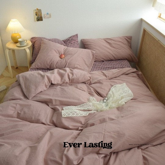 Pink Checkered Bedding Set Pink Purple Duvet Cover Queen Etsy