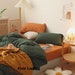 Ever Lasting | Forest Green Orange Bedding Set MIX MATCH Orange Duvet Cover Burnt Orange Bed Set Queen Bedding Set King Bedding Set 