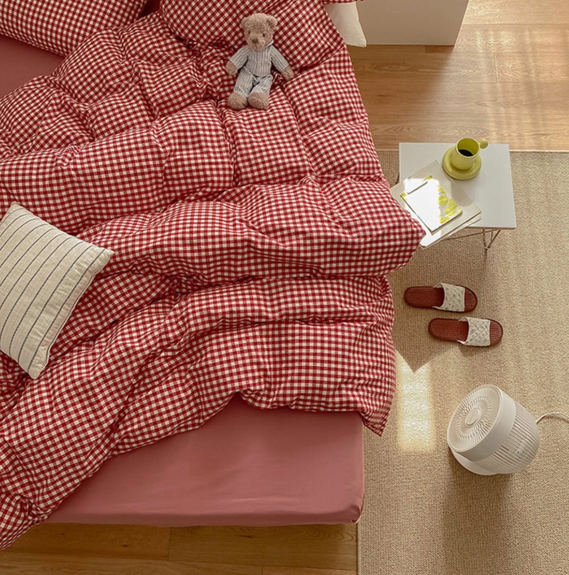 Checker Duvet Cover Red Plaid Bedding Set Red Plaid Comforter Etsy