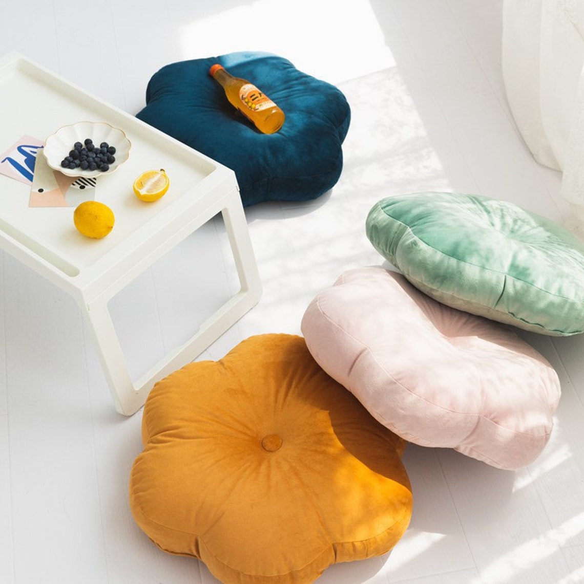 Ever Lasting Velvet Bed Pillows Flower Pillows 18 X 18 Etsy