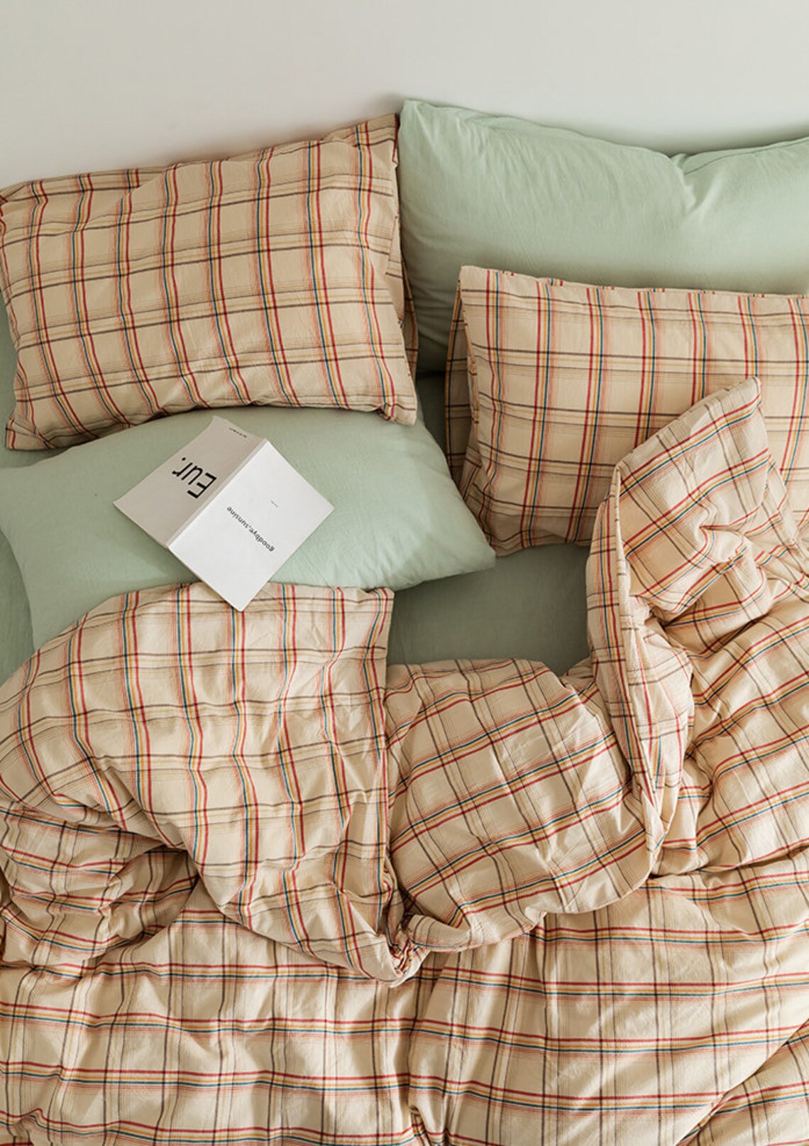 Ever Lasting Yellow Green Bedding Set Mint Green Plaid Etsy