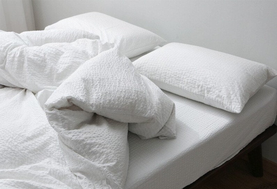 White Textured Bedding Set Organic Cotton QUEEN Duvet Cover Etsy