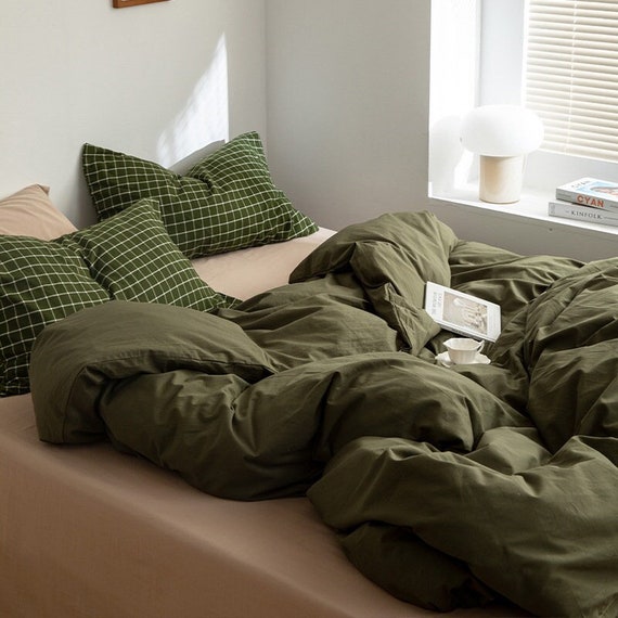 Ik wil niet verkouden worden Nationaal Ever Lasting Plaid Bedding Set Moss Green Plaid Comforter - Etsy