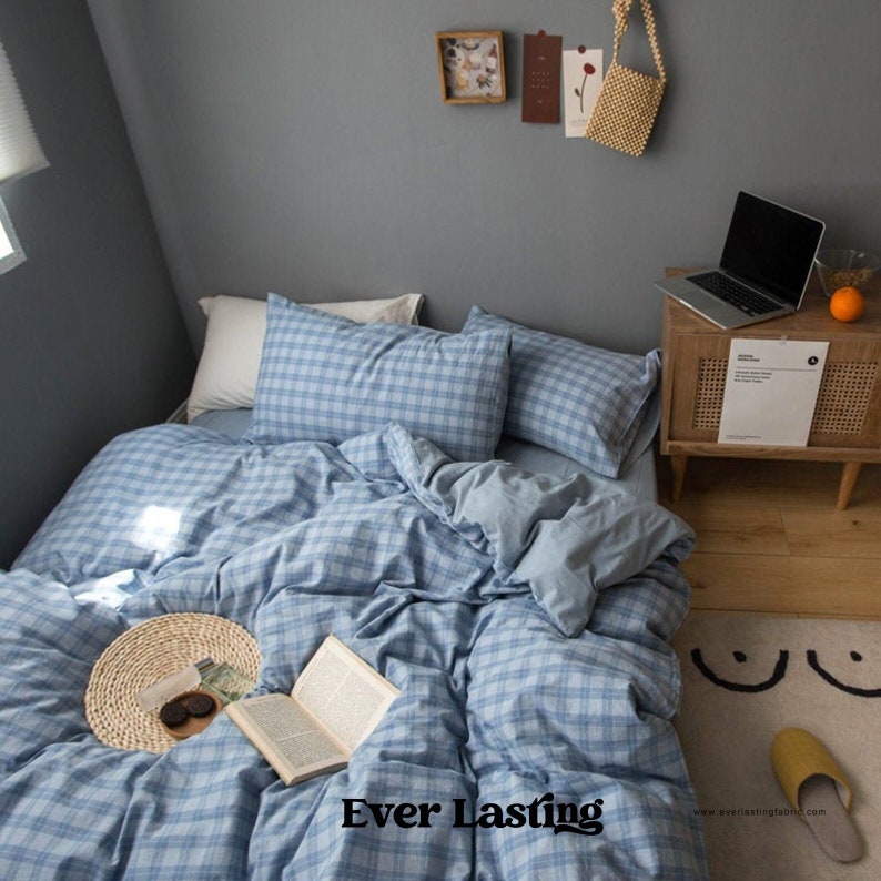 blue plaid twin comforter