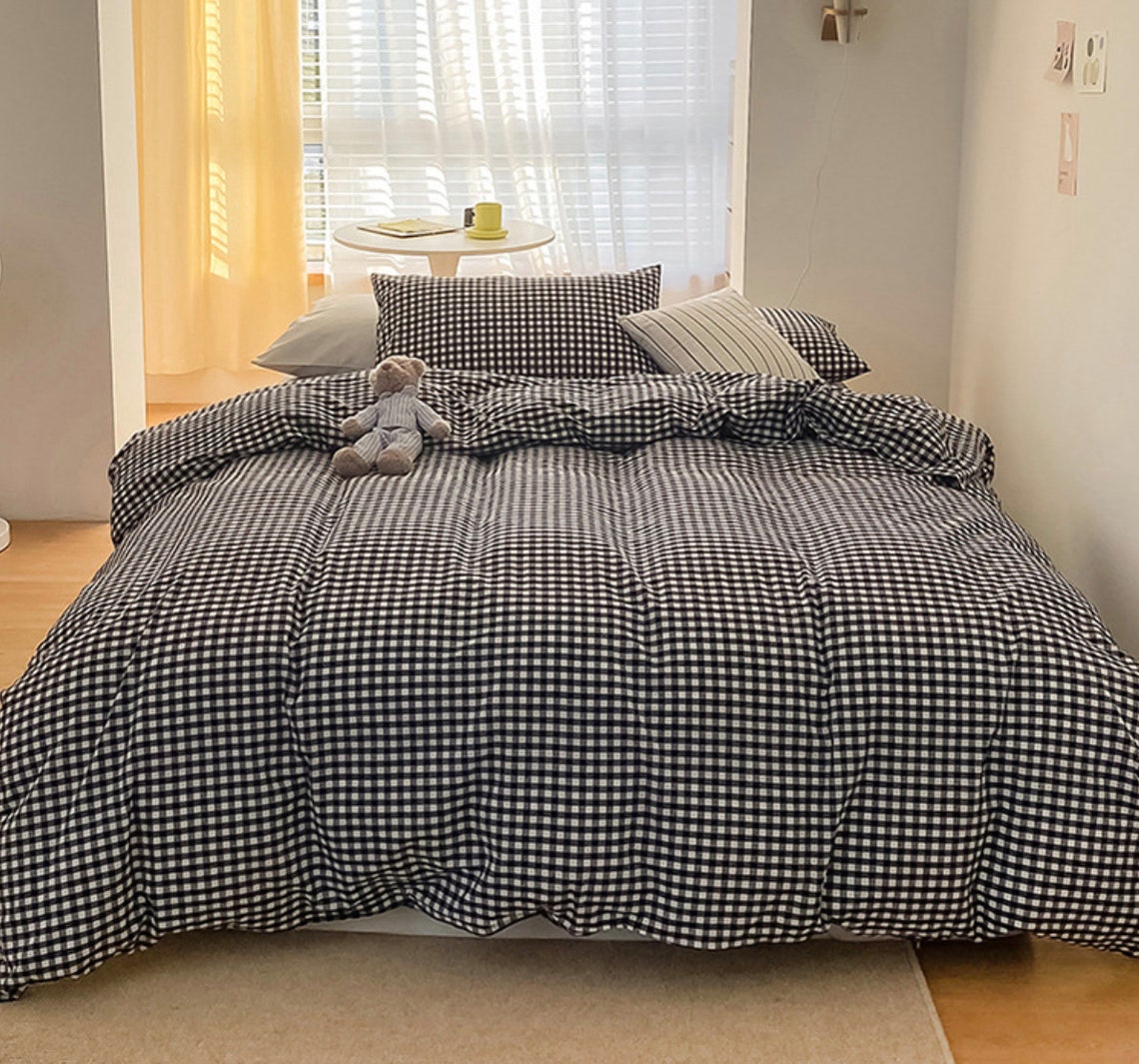 Checkered Duvet Cover Red Plaid Bedding Set Red Plaid Etsy