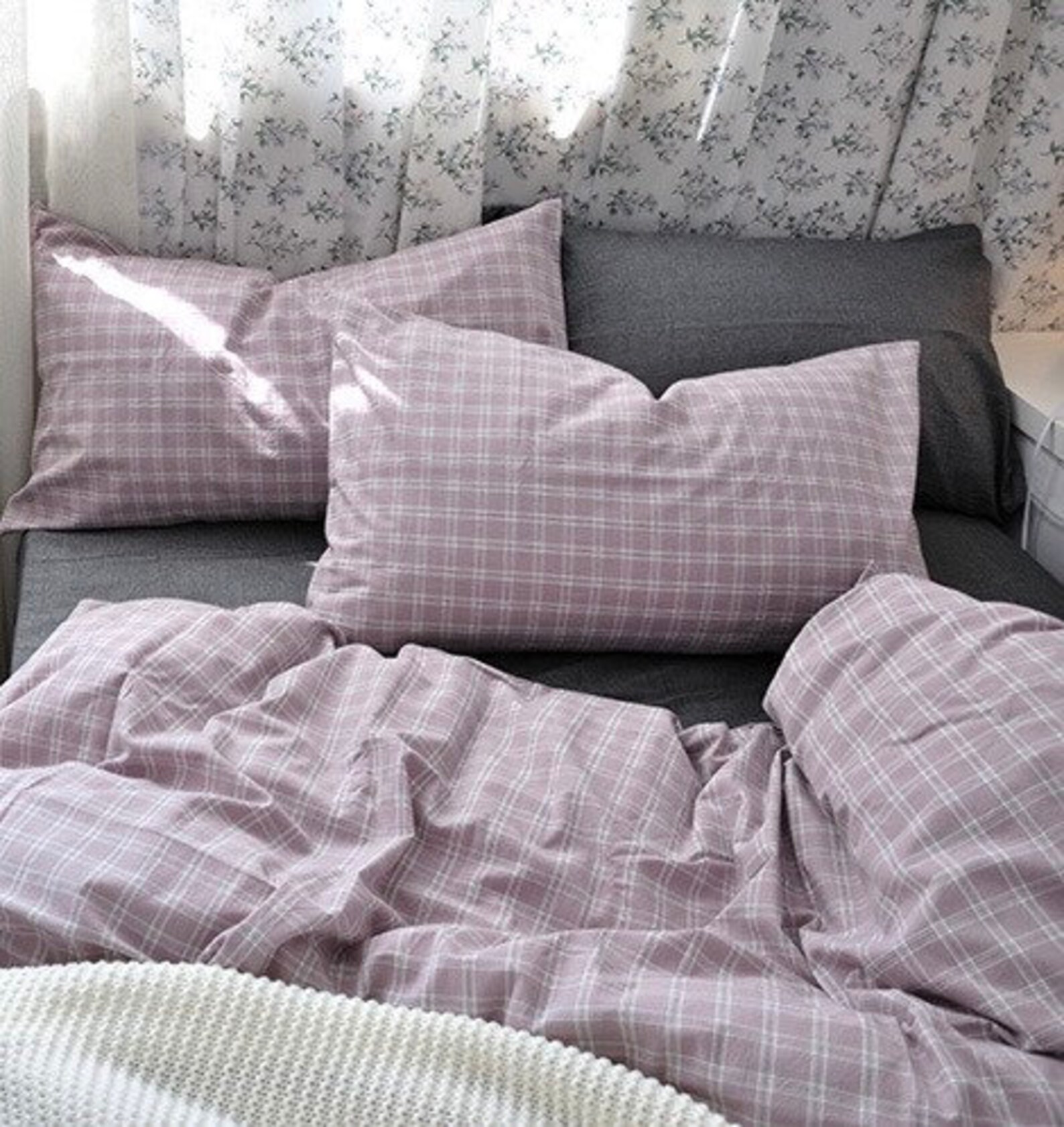 Purple Plaid Bedding Set Queen Duvet Cover Set Cute Bedding Etsy