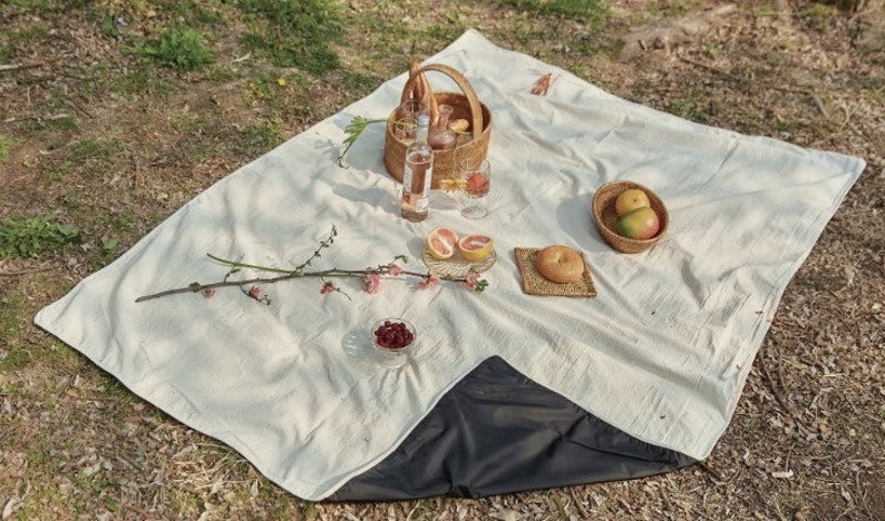 Waterproof Picnic Blanket Picnic Mat Cotton Waterproof Beach image 0
