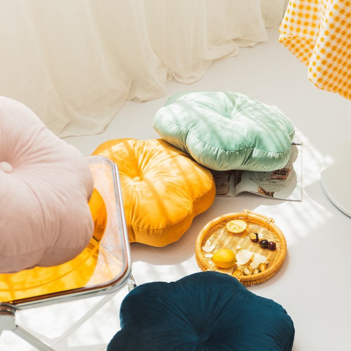 Ever Lasting Velvet Bed Pillows Flower Pillows 18 X 18 Etsy