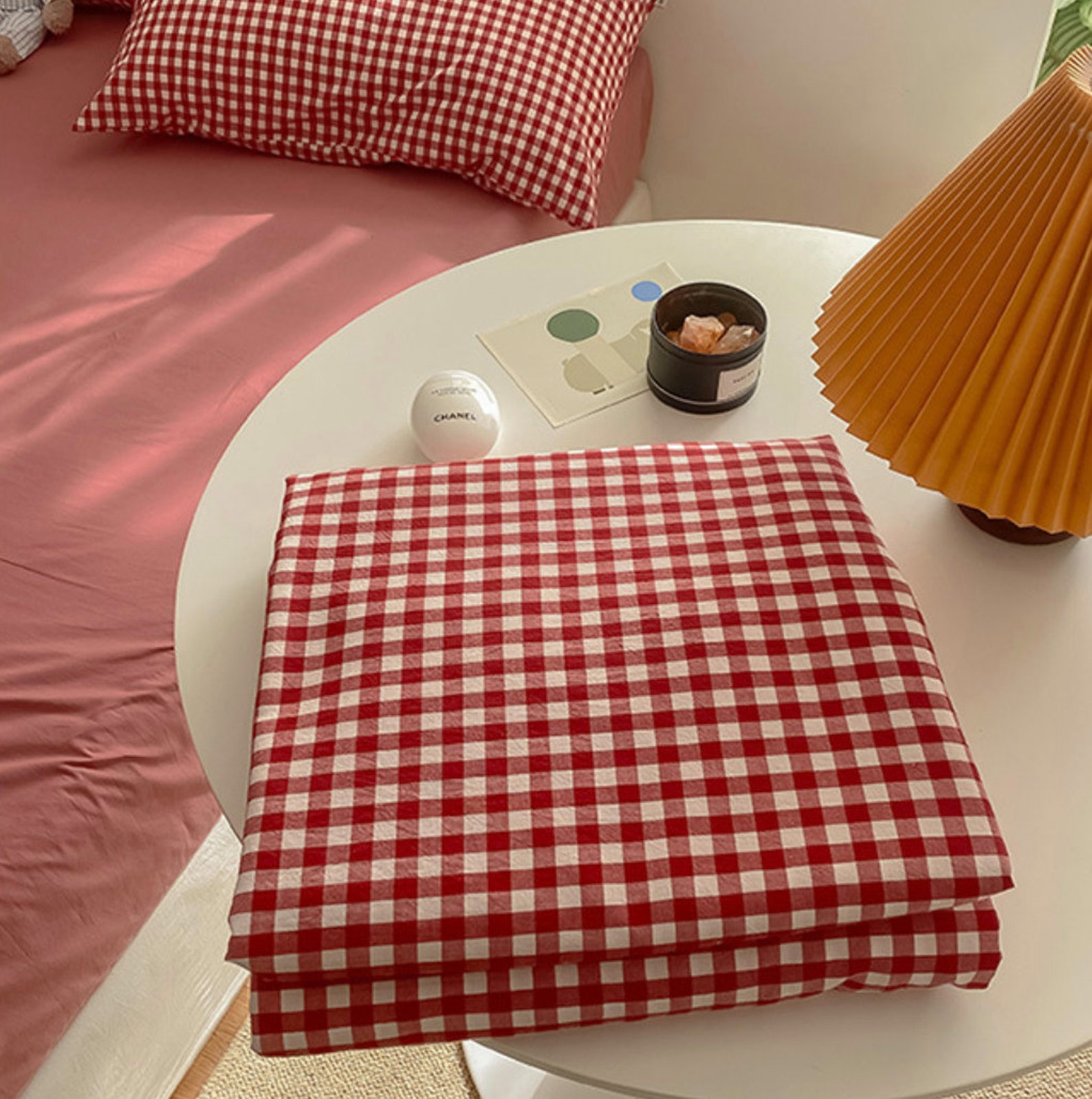 Checker Duvet Cover Red Plaid Bedding Set Red Plaid Comforter Etsy