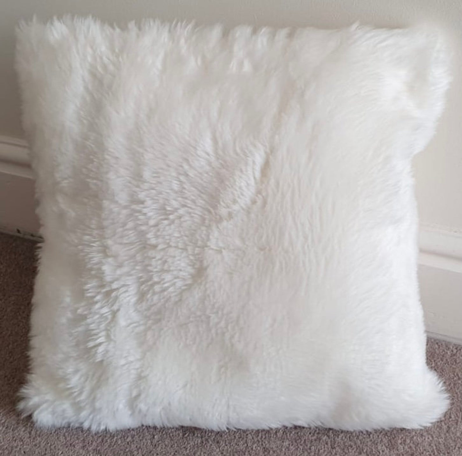 White Fluffy Pillow Cover Etsy UK
