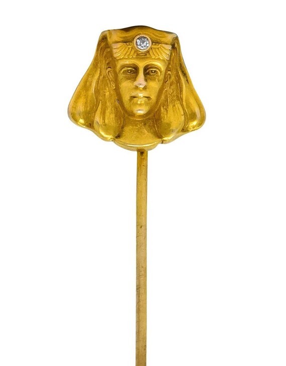 Egyptian Revival Diamond 14 Karat Gold Pharaoh Sti