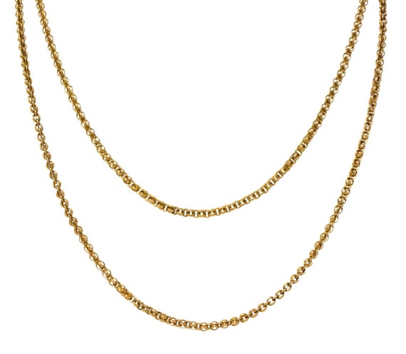 Victorian 14 Karat Gold 62 Inch Long Chain Necklac