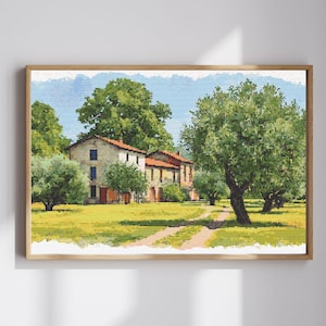 Farmhouse Cross Stitch Chart: Picturesque Landscape (PDF Pattern)
