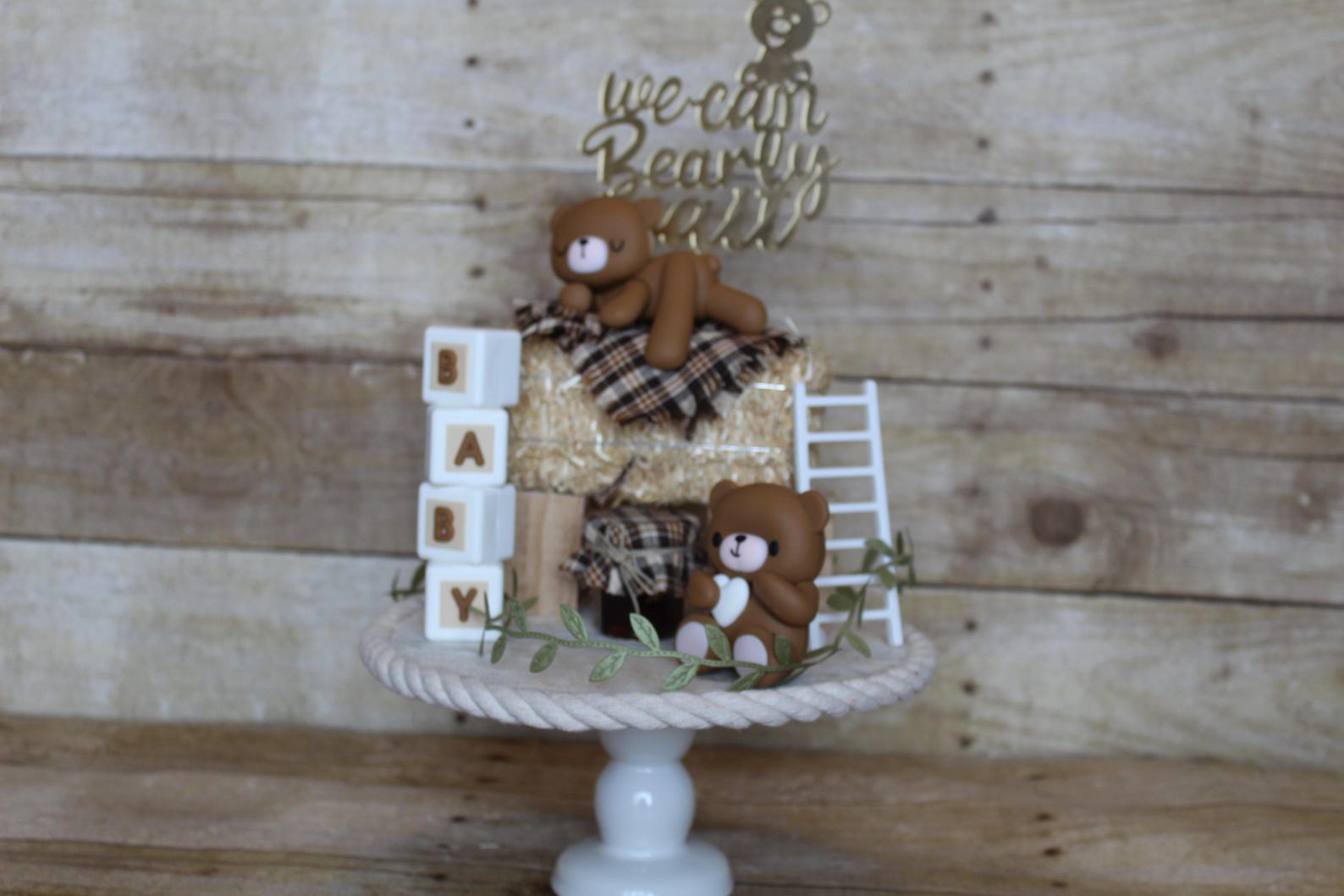 Teddy Bear Baby Shower Centerpiece | Neutral Woodland Decor - Etsy