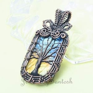 Baum des Lebens Lila Feuer Labradorit Anhänger - Kupferdraht Gewickelt Anhänger, handgemachter Kupfer Schmuck, Geschenk für Sie, Wire Wrapped Anhänger
