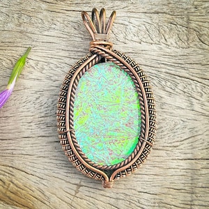 Australian Triplet Opal Pendant Copper Wire Wrapped Pendant Oxidized Copper Triplet Opal Gemstone Pendant Copper Pendant Gift To Her Mothers