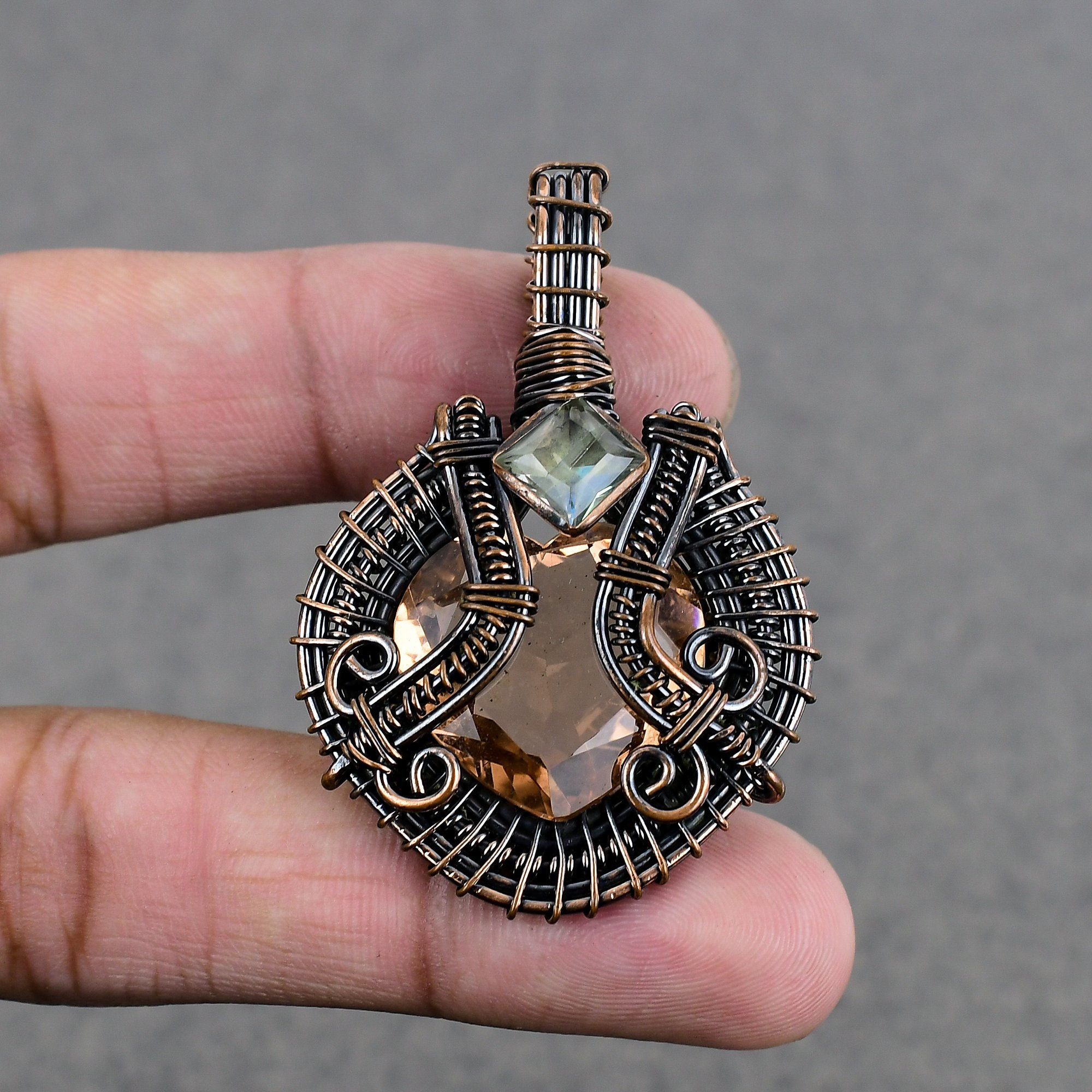 Pendentif morganite en argent sterling 925 pendentif bohème
