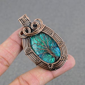 Tree of Life Australian Triplet Opal Pendant Copper Wire Wrapped Pendant Triplet Opal Gemstone Pendant Copper Pendant Gift For Her Wife