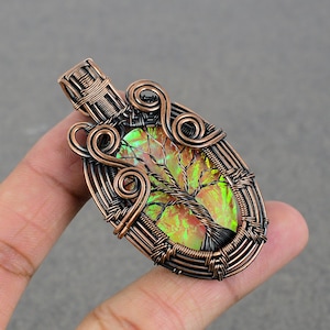 Tree Of Life Australian Triplet Opal Pendant Copper Wire Wrapped Pendant Triplet Opal Gemstone Pendant Copper Pendant Gifts For Her Mother