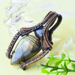 Labradorite Gemstone Pendant | Copper Wire Wrapped Labradorite Necklace | Handmade Labradorite Jewelry Gift for Her or Mother