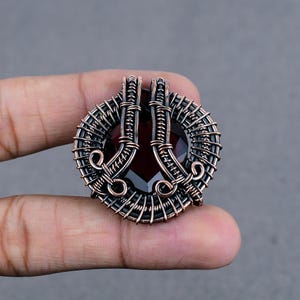 Heart Shape Garnet Gemstone Pendant Copper Wire Wrapped Pendant Garnet Copper Pendant Jewelry Handmade Jewelry Gift For Her Mother Jewelry