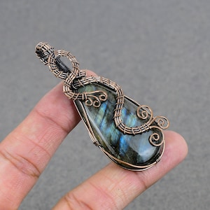 Beautiful Labradorite Pendant Copper Wire Wrapped Pendant Oxidized Copper Labradorite Gemstone Pendant Copper Pendant Gift To Her Mothers