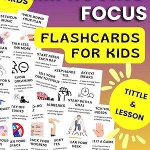 Verbessere Fokus Karteikarten für Kinder, Konzentration Karte, Selbstkontrolle, ADHS Planer, bildungs- und Lernplaner
